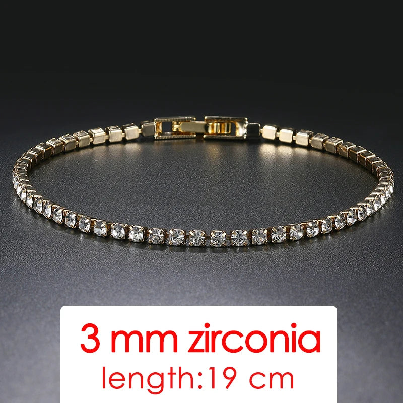 ZHOUYANG Tennis Bracelets For Women Simple Luxury Round Crystal Gold Color Bangle Chain Wedding Female Gift Wholesale Jewelry
