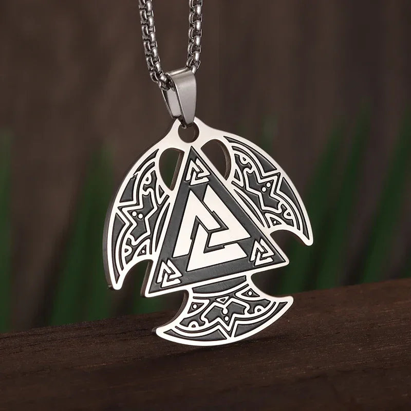 Witch Knot Necklace Celtic Knot Pendant Stainless Steel Amulet Triskelion Ankh Cross Pentagon Jewelry Birthday Gift for Women