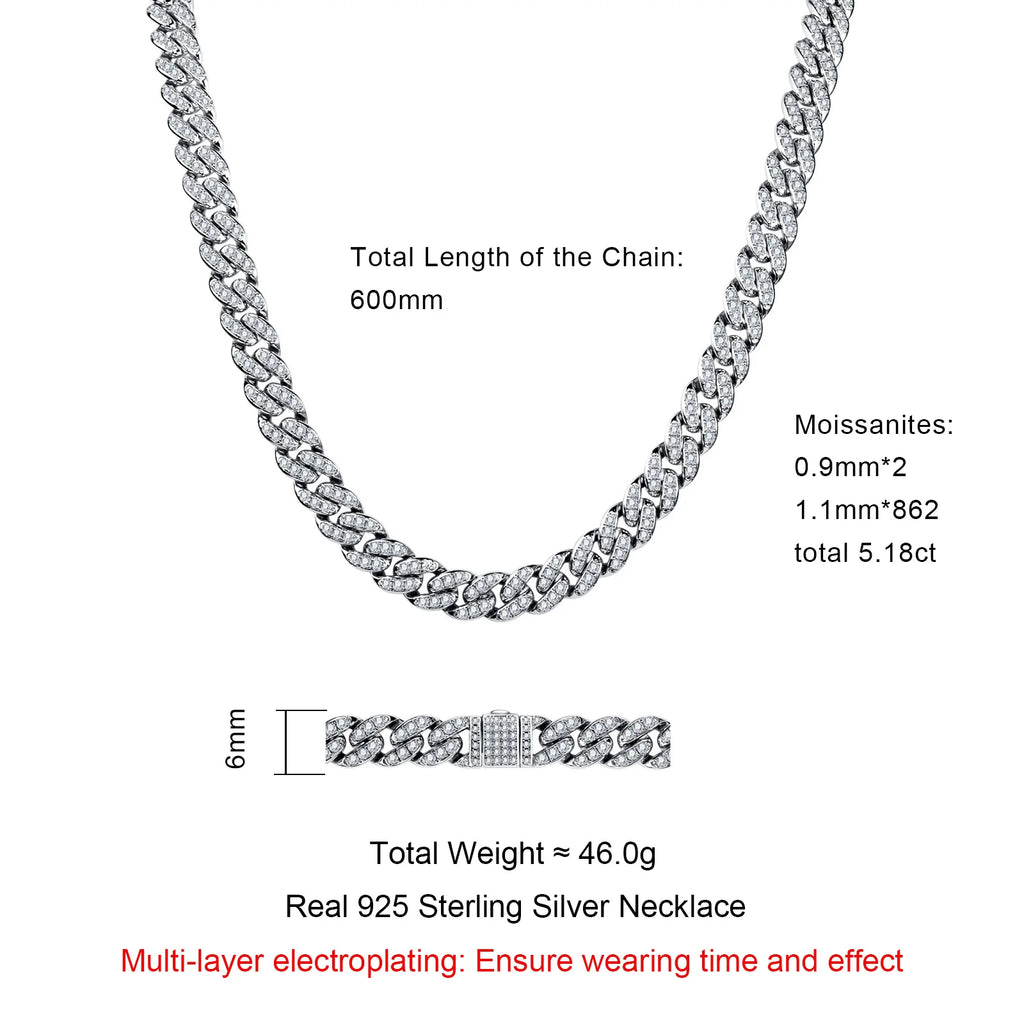 Iced Out Cuban Link Necklace — 925 Silver