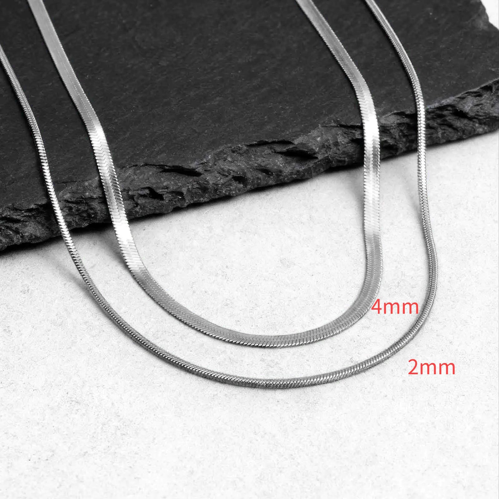 Two-Tone Snake Box Chain Necklace — Stainless Steel