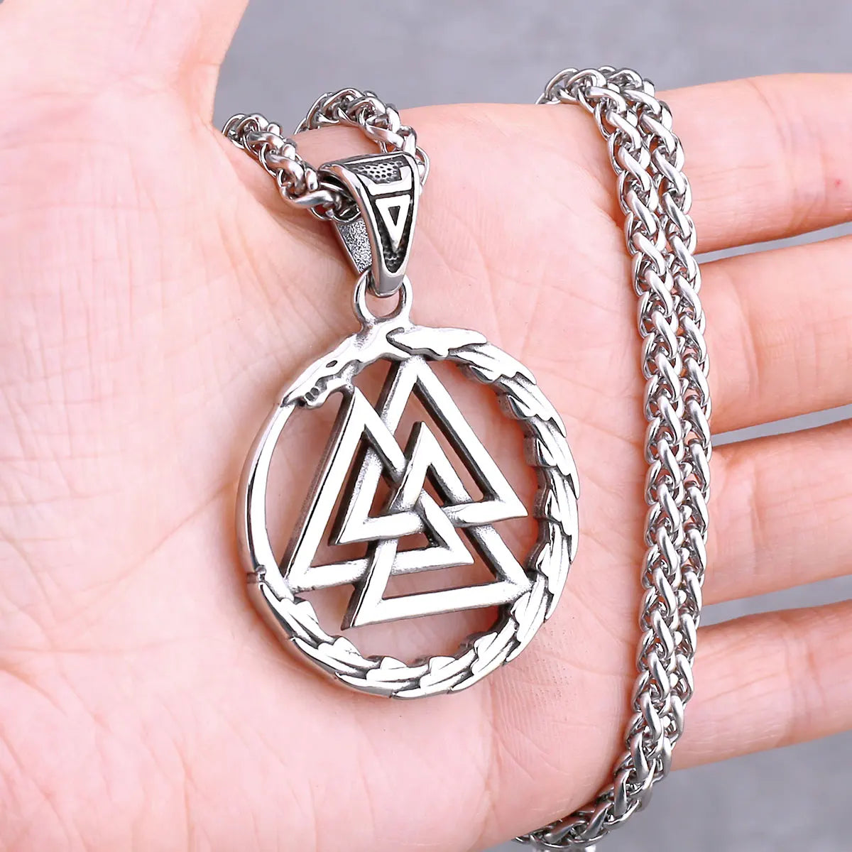 Odin Rune Vegvisir Pendant Necklace — Stainless Steel
