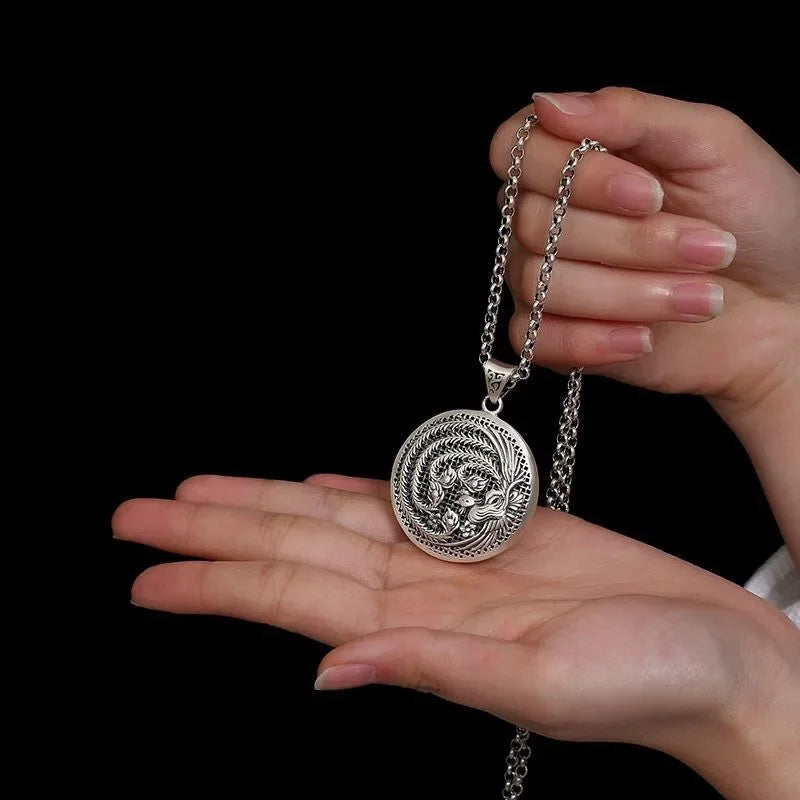 Silver-Tone Phoenix Pendant Necklace — Hollow Out
