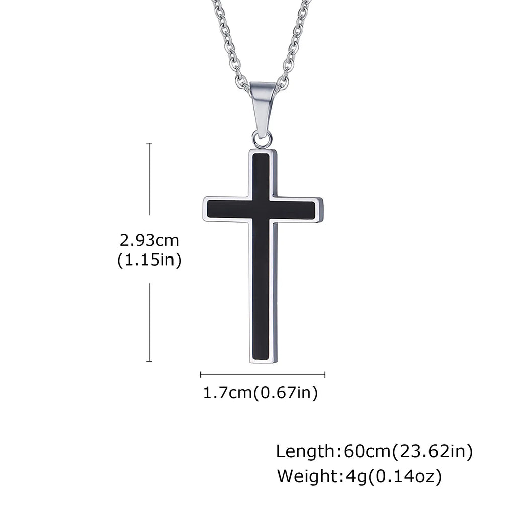 Cross Silver Pendant Necklace — Stainless Steel