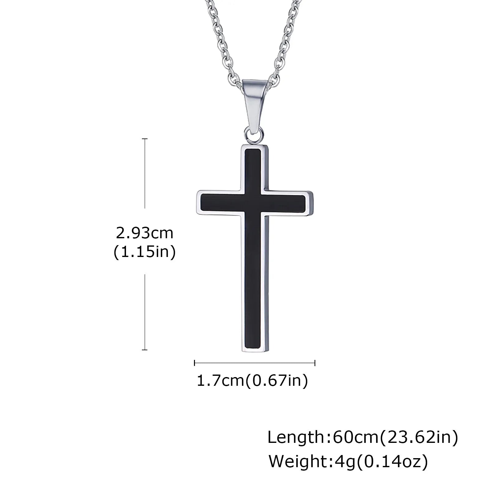 Minimal Cross Pendant — Silver Stainless