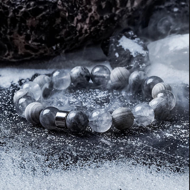 Block Volcanic Lava Stone Bracelet Men Black Classic Matte Obisidian Labradorite Bead Jewelry Women Birthday Gift for