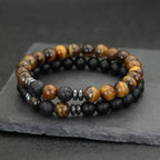 10 Styles 2Pcs Men Bracelet Set 8mm Tiger Eyes Malachite Obsidian Hematite Stone Positive Energy Healing Strand Braslet Homme