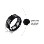 Black Letter Initial Ring — Stainless Steel