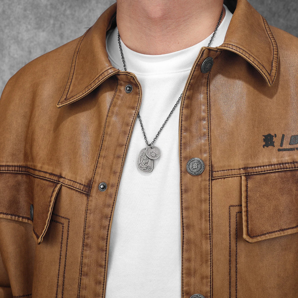 Lightning Pray Tag Pendant — Stainless Steel