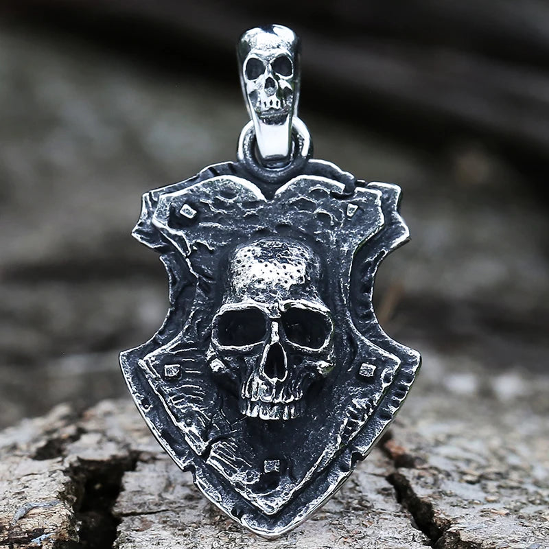 Three Wise Skulls Pendant — Stainless Steel