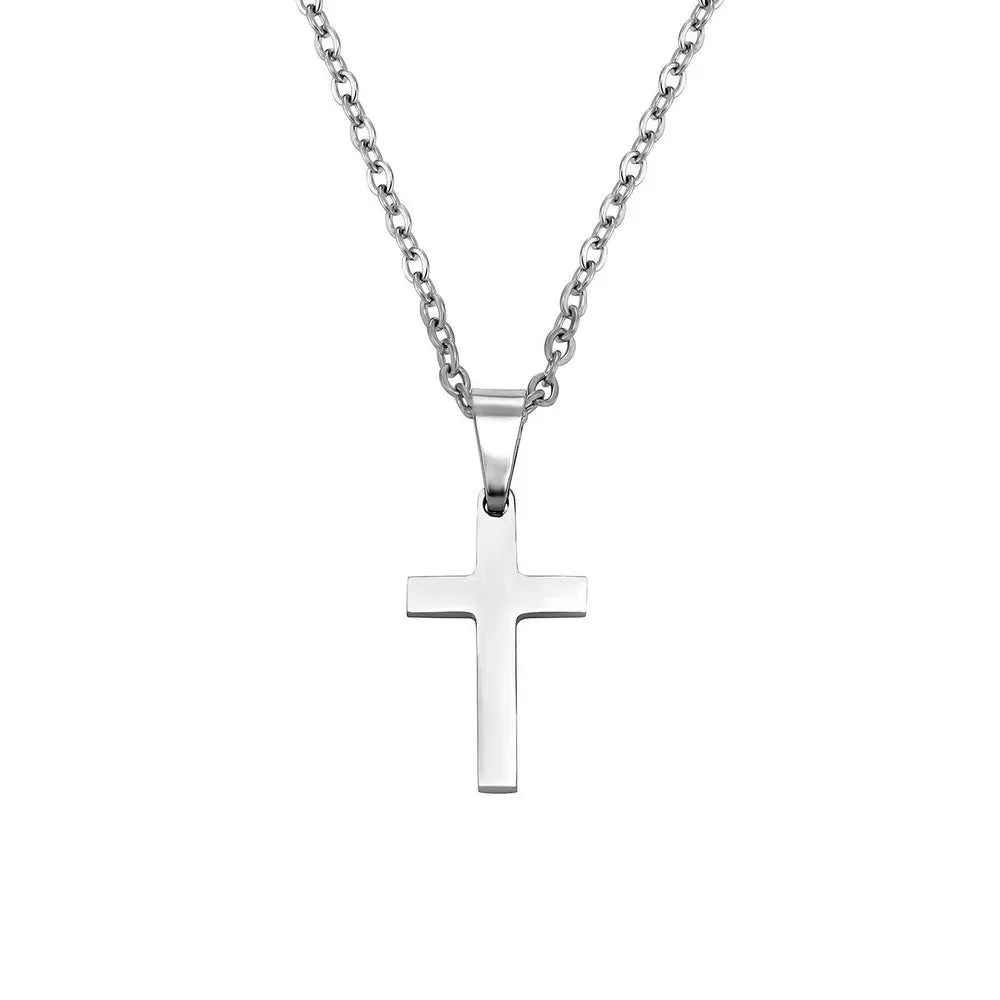 Stainless Steel Cross Pendant Necklace Minimal
