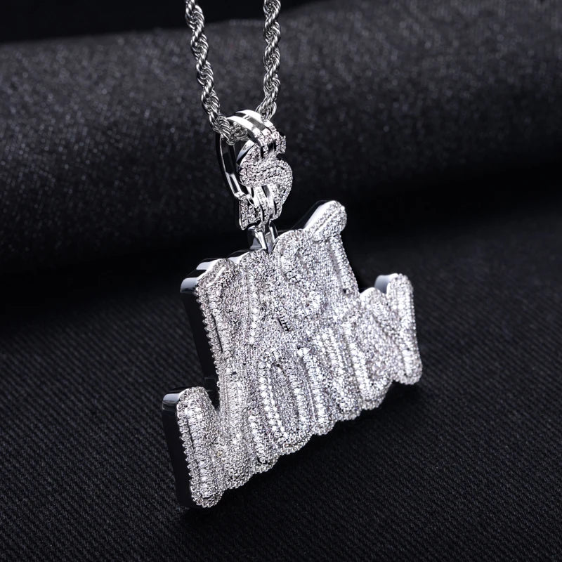 Iced Out Letter Pendant — 14K Gold