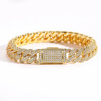 Luxury 24K 9999 Pure Gold real gold Hip Hop Full Diamond Necklace Width 10mm Double Rows Diamond Cuban Necklace Bracelet