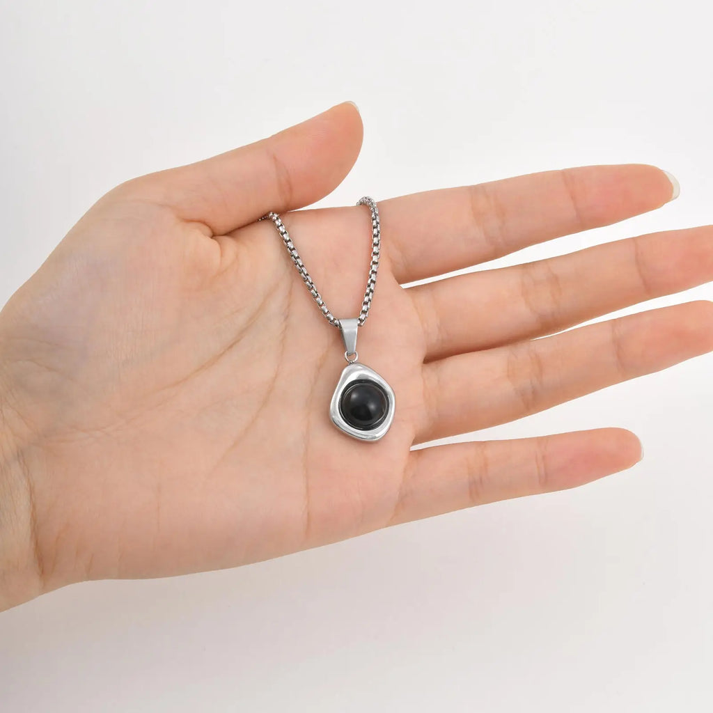 Tiger Eye Stone Stainless Steel Pendant Necklace