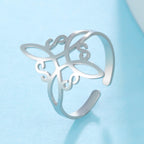 LIKGREAT Hollow Trinity Witch Knot Adjustable Ring for Women Men Stainless Steel Celtics Knot Amulet Couple Jewelry BirthdayGift