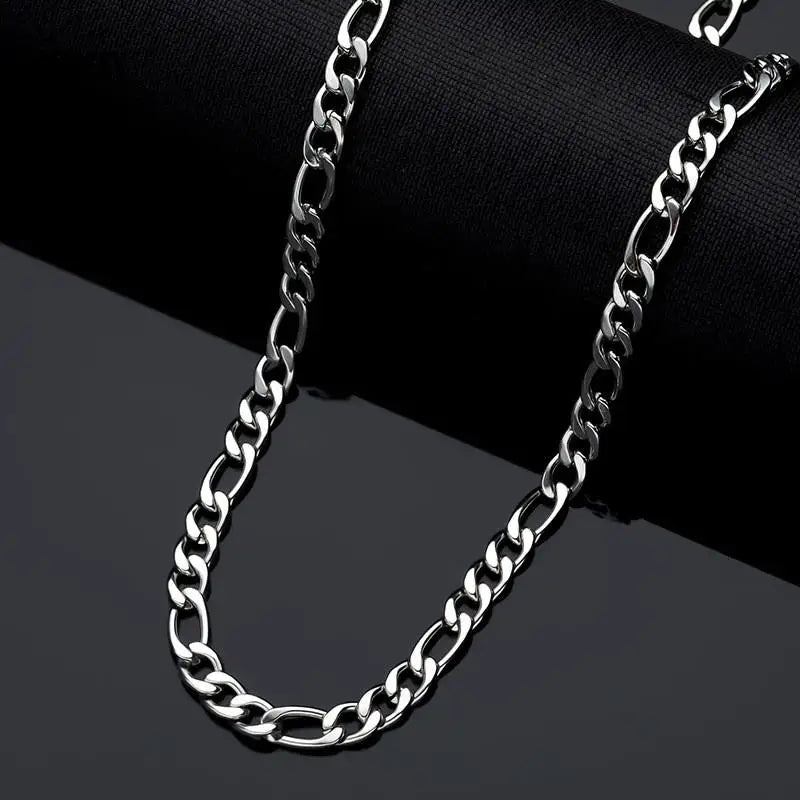Men's Stainless Steel Link Figaro Chain Necklace for Women High Quality Waterproof Choker Silver Color Jewelry