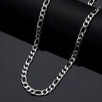 Men's Stainless Steel Link Figaro Chain Necklace for Women High Quality Waterproof Choker Silver Color Jewelry