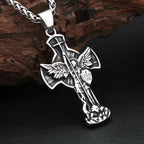 Archangel Wing Cross Stainless Steel Pendant Necklace