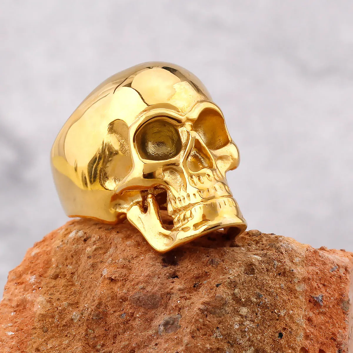 High Polish Heavy Skull Ring — Two-Tone