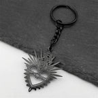 Heart Key Steel Pendant Flaming Sacred Thorns