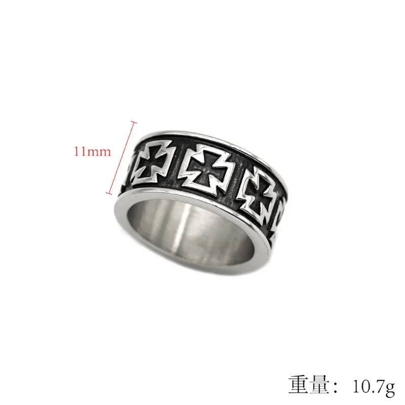 Knight Templar Cross Ring — Black Stainless Steel