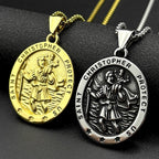 Saint Christopher Medal Pendant Necklace — Gold-Tone