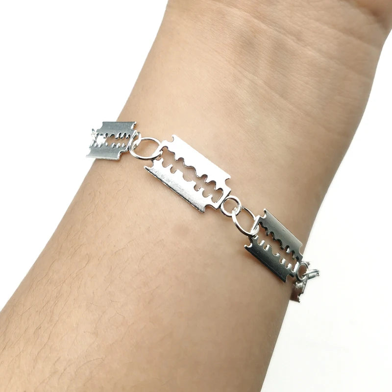 Gothic Razor Blade Bracelet & Pendant Necklace — Stainless Steel