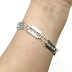 Stainless Steel Blade Razor Bracelet Gothic Punk Men Jewelry Sliver Color Metal Pendant Necklace Hiphop Unique Festival Gift