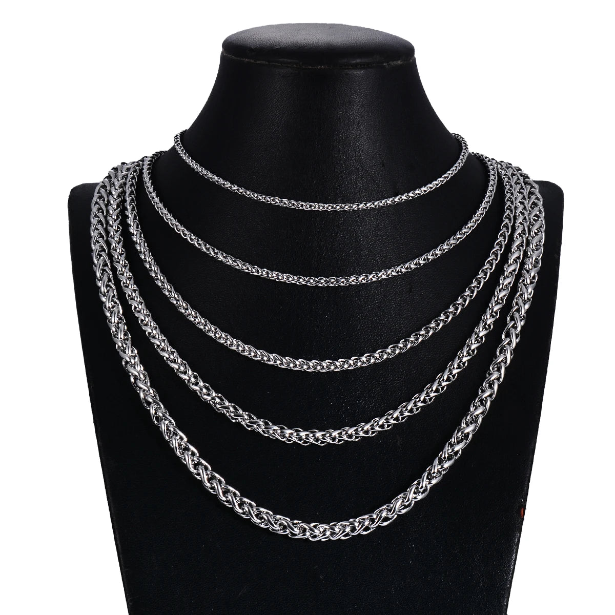 Keel Link Chain Stainless Steel Necklace for Men Women Braided Wheat Chain 2.5/3/4/5/6mm Daily Jewelry