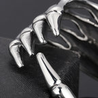 Gothic Stainless Steel Open Cuff Bangle Bracelet For Man Punk Skull Hand Shaped Men's Bracelets Rockers' Jewelry