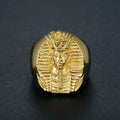 Megin D Stainless Steel Titanium Hip Hop Punk Egyptian Pharaoh Human Gold Color Rings for Men Women Couple Gift Fashion Jewelry