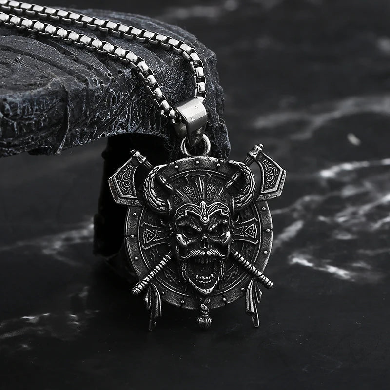 Biker 2024 New Punk 316L Stainless Steel Unique Style Viking Roman Helmet Mask Knight Axe Wrrior Pendant Necklace For Man Women