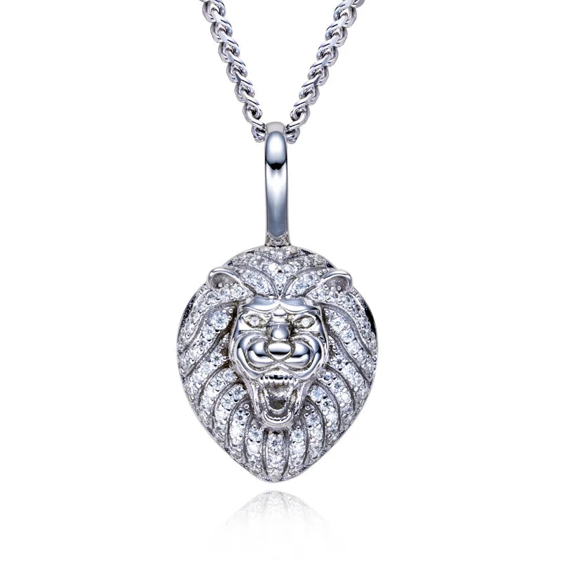 Iced Out Lion Pendant — 925 Silver