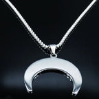 2024 Fashion Flower of Life Moon Stainless Steel Necklace for Women Silver Color Necklaces Pendants Jewelry colgantes