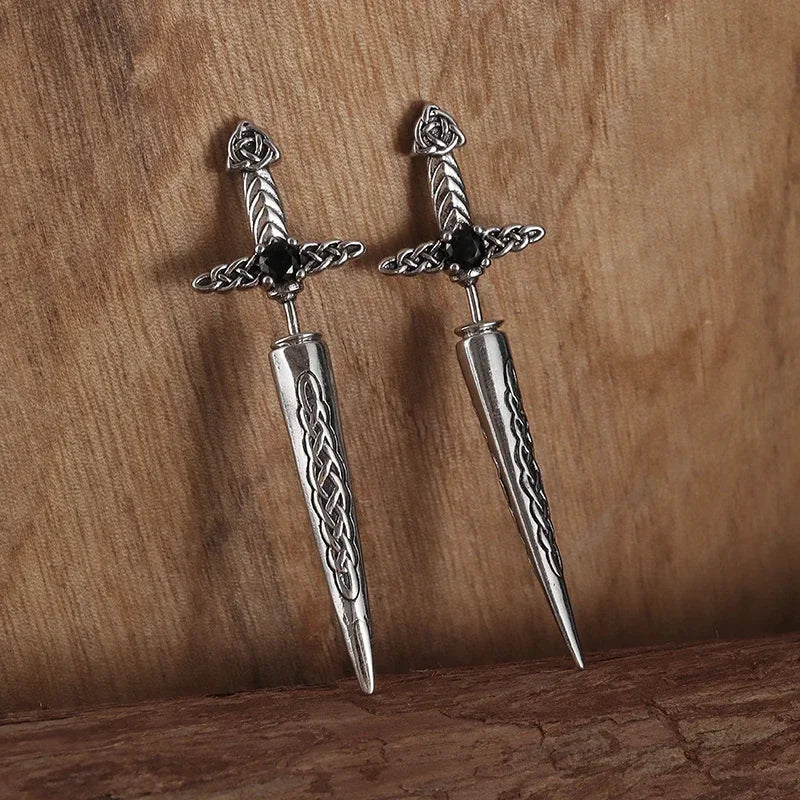 Gothic Spiked Hoop Earrings Small Textured Huggie — Two-Tone