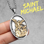 Archangel Pendant 316L Stainless Steel St.Michael Necklaces Men Amulet Chain Punk Retro Jewelry Accessories Best Gift Wholesale