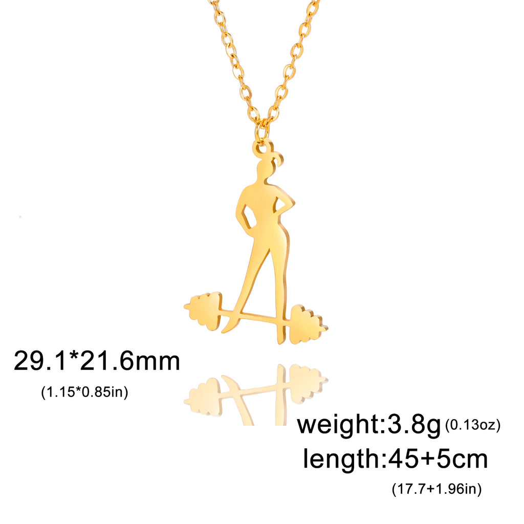 Unift Stainless Steel Sport Women Necklace Runner Rhythmic Gymnastics  Silhouette Pendant Fashion Birthday Jewelry Wholesale
