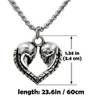 Skull Heart Pendant Necklace — Silver Gothic