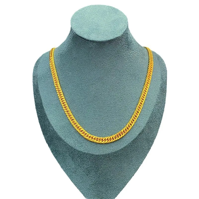 Luxurious 9999 24K real gold horsewhip Boss necklace, fashionable and versatile men's and women's jewelry, gift