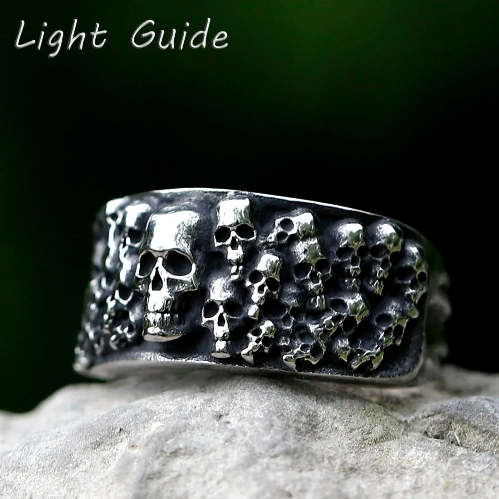 2022 NEW Men's 316L stainless steel rings Vintage Halloween Gothic Funny Devil Skull punk fashion jewelry free shipping