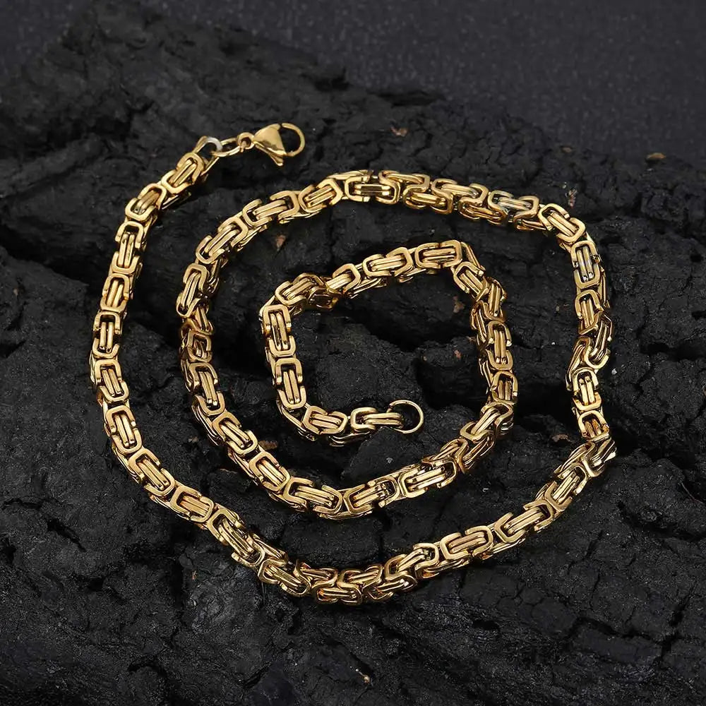 Byzantine Chain Necklace 4mm with Lobster Clasp — Stainless Steel