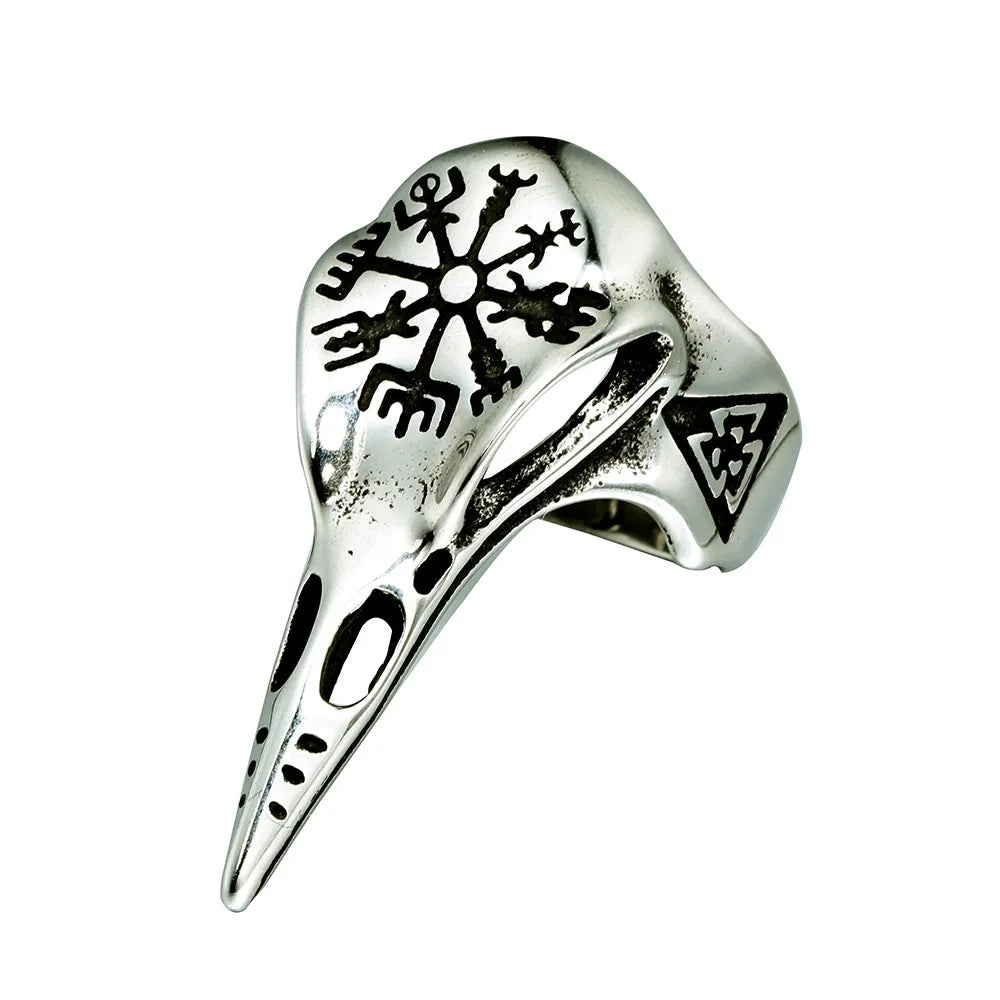 Skull Raven Steel Ring