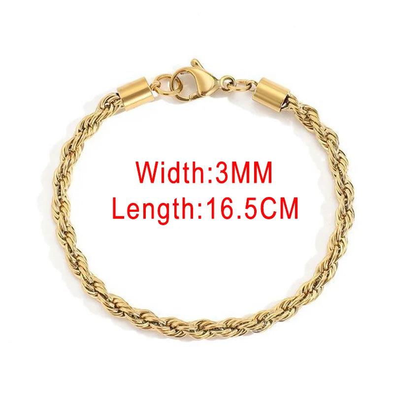 Rope Chain Bracelet 3-4mm — Stainless Steel