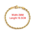 Rope Chain Bracelet 3-4mm — Stainless Steel