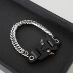 HANGZHI 2021 NEW Hip Hop Punk Titanium Steel Street Men and Women Letters Metal Safety Buckle Necklace Fashion Jewelry