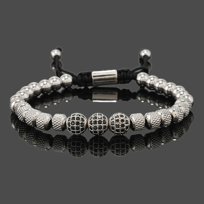 Iced Out Royal CZ Ball Bracelet — Stainless Steel