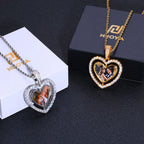 Iced Out Heart Photo Pendant Necklace