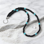 New Natural Black Stone Men Necklace Matte Lava Obsidian Beads Healing Meditation 45cm Collar Jewelry Charm Homme Neck