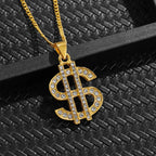 Dollar Sign Coin Pendant Necklace — Gold-Tone