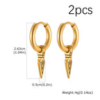 Viking Spearhead Dangle Hoop Earrings — Stainless Steel