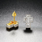 Iced Out Cross Stud Earrings — Gold